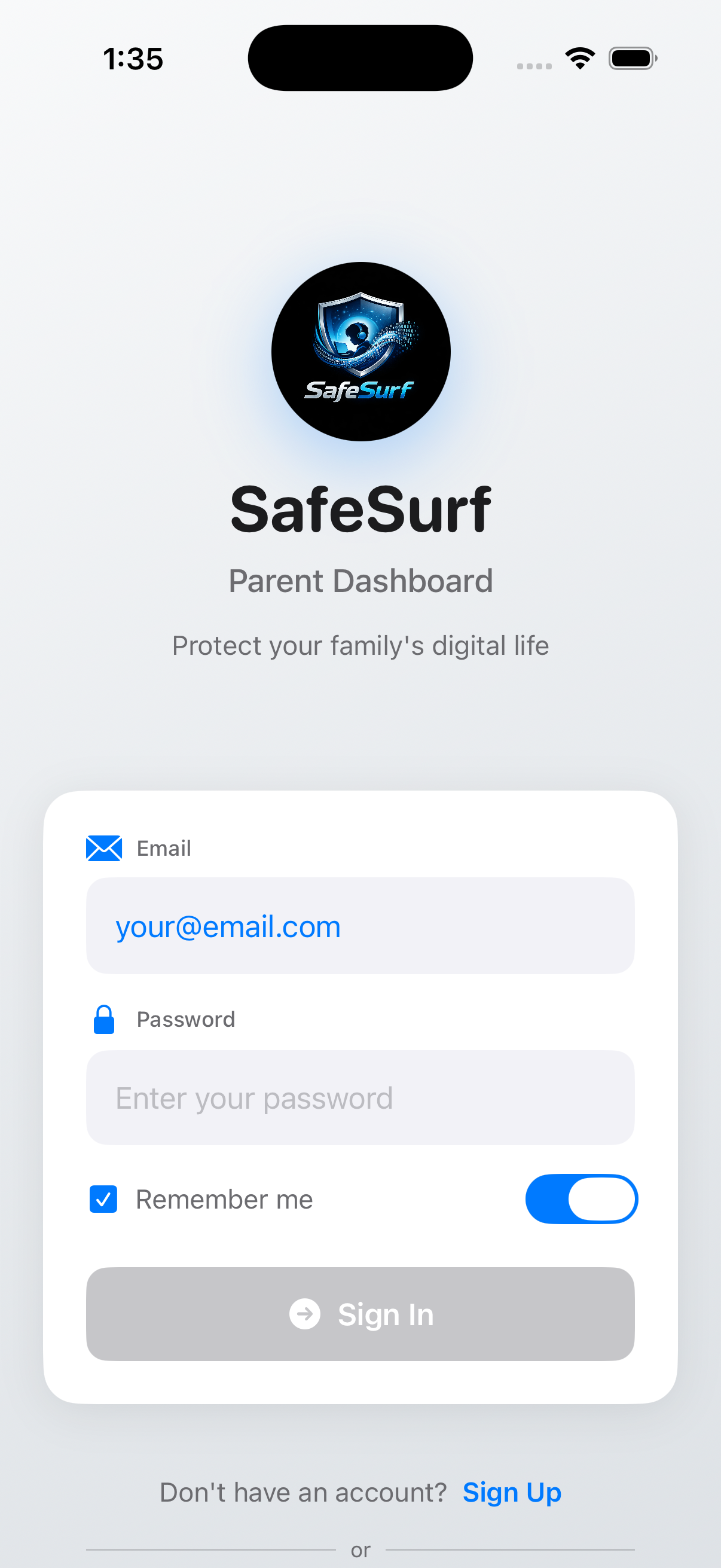 Parent App - Sign In