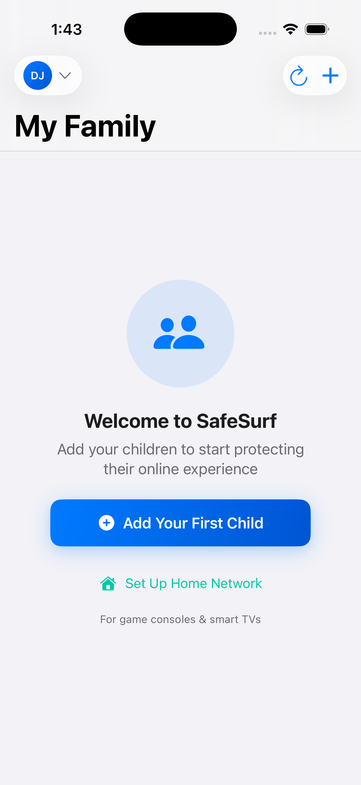 Parent Dashboard - Add First Child